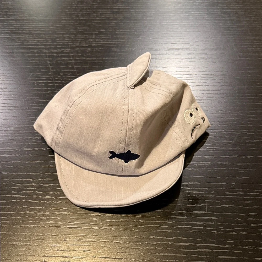 Grey Shark Cap with Fish Embroidery